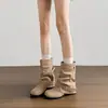 Botas de cowboy occidentales para mujer, botas plisadas de tacón de bloque, botas de moda negras retro de tacón grueso, botines de otoño, nuevo modelo 2026
