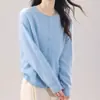 Suéter cardigan de punto redondo/cuello en V cepillado de seda-cachemira-lana para mujer, 26 tops de punto coloridos otoño-invierno