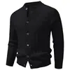 Cardigan de Punto Trenzado con Cuello Alto para Hombre Otoño/Invierno 2026 Color Sólido Manga Larga Botones Suéter Ropa Exterior Casual Chaqueta Multicolor