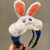 Faixa de cabeça fofa com orelhas de panda para lavar o rosto, faixa de cabeça de pelúcia de desenho animado com coroa alta para mulheres, faixa para maquiagem e lavar o cabelo, acessório de cabelo