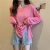 Ropa de Otoño para Mujer 2025 Nueva Blusa Verde Aguacate de Manga Larga con Protección Solar y Abertura Top Azul Klein