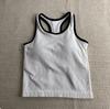 Top Popular de Verano de Hilo Tejido con Almohadilla en el Pecho, Estilo sin Mangas, Forma de I, Color Contrastante, Cuello en U para Mujer