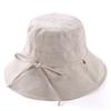 Sombrero de verano para niños, sombrero de tela de algodón y lino de color sólido, plegable, de ala ancha, tipo pescador, a la moda, para protección solar al aire libre, ala ancha con sombra