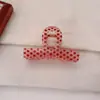 Presilha de Cabelo Rosa com Bolinhas Estilo Coreano e Japonês com Toque de Luxo, Presilha de Cabelo Laço Delicada para Penteado de Coque na Parte de Trás da Cabeça, Acessório de Cabelo Presilha Tubarão