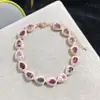 Pulsera de espinela natural de Birmania 4*6mm. Viaje diario con baño de plata de ley 925 e incrustación de oro de 18 quilates