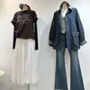 Saia Branca Patchwork Vazada Estilo Francês para Mulheres, Novo Design para Primavera/Verão 2026, Longa Elegante em Linha A Emagrecedora, Estilo Fada