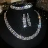 Aretes Anillo Ovalado de Zirconia Collar para Mujer Personalizado Exquisito Moda Cadena para Clavícula Set de Joyería de Lujo Ligero Gama Alta