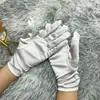 Suministro Directo de Fábrica Guantes de Satén Elástico Sencillos con Perlas Accesorios para Vestido de Novia Velos Guantes