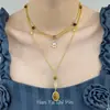 Collar de Maillard de Lujo Ligero y de Gama Alta con Colgante Doble Apilado de Flor de Gota de Agua para Mujer, Collar de Perlas de Arroz Moderno y Personalizado