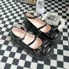 Zapatos de una sola capa Joker Lefu de suela gruesa con lazo, nuevos de primavera 2025, hebilla francesa, Mary Jane, zapatos pequeños de cuero al por mayor