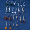Pendientes de Plata de Ley S925 con Cuentas Dzi, Hojas, Nubes Propicias, Flores Pequeñas, Ámbar de Cera de Abeja Esmaltada, Pendientes de Estilo Étnico Antiguo Retro