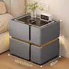 Mesita de noche inteligente, simple y moderna, multifuncional con carga inalámbrica y altavoz, gabinete de mesita de noche de madera maciza de lujo ligero para uso en el hogar del dormitorio