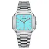 Reloj Tewes para Hombre, Reloj Mecánico Cuadrado Simple y Elegante para Hombre, Correa de Acero Impermeable, Reloj de Negocios para Hombre, Comercio Exterior, Luminoso