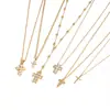 Collar para mujer estilo europeo y americano Wanxing, acero inoxidable bañado en oro de 18k, colgante de cruz con circonita, juego de collares, venta al por mayor transfronteriza, en stock
