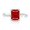 Anillo Rectangular con Flor de Hielo de Piedra de Color de Venta Caliente en Tiktok para Mujeres, Diamante de Alto Carbono, Anillo Chapado en Oro Real, Dropshipping en Transmisión en Vivo