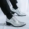 Sapatos Masculinos Transfronteiriços Tamanho Grande Novos Sapatos Casuais de Couro Moda Sapatos de Couro de Salto Alto Aumento de Altura Externa Masculina Sapatos Sociais de Negócios Sapatos de Casamento