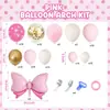 Juego de Guirnalda de Globos con Lazos Rosas de 124 Piezas Globos de Látex Rosas Blancos Dorados para Cumpleaños de Niñas