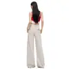 #Design de Bolso com Aba Jeans de Perna Larga Feminino Solto Emagrecedor Escondendo Defeitos Moda Versátil Reto Comprimento Total Calças