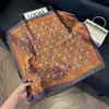 Pañuelo de Seda 70 Cuadrado Moda Coreana de Alta Gama Versátil Profesional Seda Sintética Pequeño Pañuelo de Cuello Estampado Retro Pañuelo de Seda para Mujer