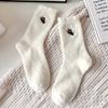 Calcetines de Terciopelo Australiano con Bordado de Lazo para Mujer Otoño e Invierno con Forro Polar Calcetines Gruesos Cálidos para Dormir Calcetines Lindos Suaves Cerosos de Piel para Mujer