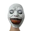 Máscara de Exorcista Sorridente Cabeça de Demônio Olhos Brancos Adereço de Cabeça Nova Cruzamento Halloween Horror Plástico Máscara Fábrica Fornecimento Direto