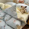 Algodón Puro Grado A para Mamá y Bebé Algodón en Bola Dibujos Animados Frescos Funda de Edredón Sábana Bajera Ropa de Cama para Dormitorio Estudiantil 4