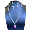 Juego de Joyas Venta Caliente Collar de Gota de Agua Colorido Pendientes Joyería Europea y Americana Joyería para Novias Accesorios para Vestidos de Novia Transfronterizo