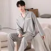 Venta Caliente de Primavera y Otoño Pijamas de Algodón Puro para Hombre Cómodo Cárdigan de Manga Larga Tallas Grandes Moda Ropa de Casa Suave Conjunto de Algodón