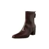 Botines Delgados Elegantes de Suela Silenciosa para el Trabajo Otoño/Invierno 2026 Tacón Grueso Tacón Alto Punta Cuadrada Pequeña Elásticos que Envuelven la Pierna Versátiles Botines para Mujer