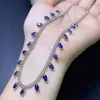 Collar de Zafiro Natural, el Color es Excelente, Cada Piedra es una Pieza de Calidad Premium, Finamente Elaborado con Incrustaciones de Plata S925, el Tamaño de la Piedra Principal es Aproximadamente 3*5
