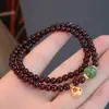Pulsera de Cristal Natural de Gama Alta Granate Color Vino Doble Círculo Cuentas de Transferencia de Jade Calabaza Regalo Pulsera para Mujer Al por Mayor