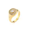 Anillo de Moda Simple Personalizado Ins Retro Europeo y Americano Joyería Acero Inoxidable Chapado en Oro 18K Anillo Redondo de Circón Corazón de Melocotón