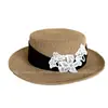 Sombrero Ligero Estilo Francés para Vacaciones, Encaje Soluble en Agua, Ala Plana para Mujer, Sombrero de Paja para Proteger del Sol en Verano, Sombrero de Playa, Sombrero para el Sol
