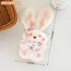 Pingente de coelho fofo de pelúcia que faz barulho, brinquedo de decoração para mochila de menina, acessório de chaveiro de coelho de orelhas compridas