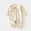 Macacão Bebê Recém-Nascido Sem Costura Primavera e Outono 100% Algodão Macacão para Meninas Roupas Infantis Macacão de Engatinhar com Abertura Lateral