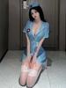 Chao Mu Vestido Sexy de Enfermera Ropa Interior Sexy Escote Profundo Tentación Caliente Juego de Rol Cama Puro Deseo de Someter traje Mujeres