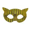 Nova Máscara de Gato com Olhos Redondos e Lantejoulas de Carnaval Festa à Fantasia Versão Melhorada para Mulheres Máscara de Gato com Olhos Redondos com Lantejoulas de PVC