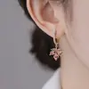 Pendientes Huajie Populares de Moda Retro Temperamento Hoja Cobre Incrustado Circonita Pendientes de Mujer Pendientes de Hoja de Arce Roja Venta al por Mayor