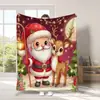 Suministro transfronterizo de mantas de peluche con estampados de dibujos animados de lindos muñecos de nieve y Papá Noel navideños, Mantas de regalo de Navidad