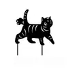 [Estilo Grande] Arte para Jardín de Gatos Arte de Hierro Set de Siluetas de Gatitos Decoración para Patio Exterior Inserto en el Suelo del Jardín