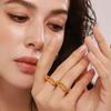 Anel de Dedo Geométrico Retangular Vazado Enigma Moda Personalizado Aço Inoxidável Ouro Real 18K Galvanizado por PVD em estoque
