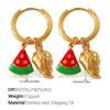 Estilo Coreano Simples Doce Fofo DIY Pimenta Morango Pingente Brincos Aço Inoxidável Banhado a Ouro 18K Joia Diária para Mulheres