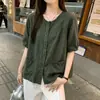 2026 Verano Sudeste Asiático Nueva Camisa Retro de Algodón y Lino Cárdigan Casual de Manga Corta con Botones Superiores Chaqueta de Temperamento