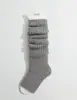 Meias Femininas de Outono e Inverno Largas, Meias Longas de Tricô com Pé Estendido, Aquecedores Grossos para Botas de Neve, Meias de Cano Alto à Prova de Frio