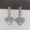 Pendientes de diamantes de colores para mujer, pendientes de diamantes amarillos, pendientes de gotas de agua con forma de tesoro de color, pendientes de lujo de moda para mujer con forma de circón.