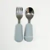 Popular Set de Tenedor y Cuchara Antideslizante de Acero Inoxidable de Grado Alimenticio para Alimentación de Bebés y Entrenamiento de Comida Complementaria para Niños de Amazon