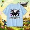 Camiseta infantil de manga corta de Minecraft con Creeper, Steve y Dragón del End, top de algodón 100% para niños