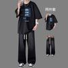 Conjunto de camiseta de manga corta para hombre, traje informal de verano, marca de moda, con vaqueros, estilo urbano, elegante y moderno, de dos piezas.