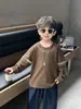 Camiseta Básica Dos en Uno para Niños Primavera y Otoño, Camiseta Casual Versátil de Algodón Puro Estilo Coreano para Niños, Ropa de Otoño para Bebé