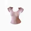 Camiseta sexy de punto para mujer, escote en V, manga corta, puramente seductora, estilo nuevo de verano 2026, adelgazante, ceñida a la cintura